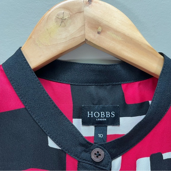 Hobbs London 100% Silk Collarless Shirtdress, US Size S - Picture 2 of 6